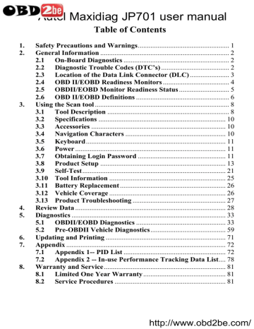 Autel Maxidiag JP701 user manual | Manualzz Autel Maxidiag JP701 user manual | Manualzz