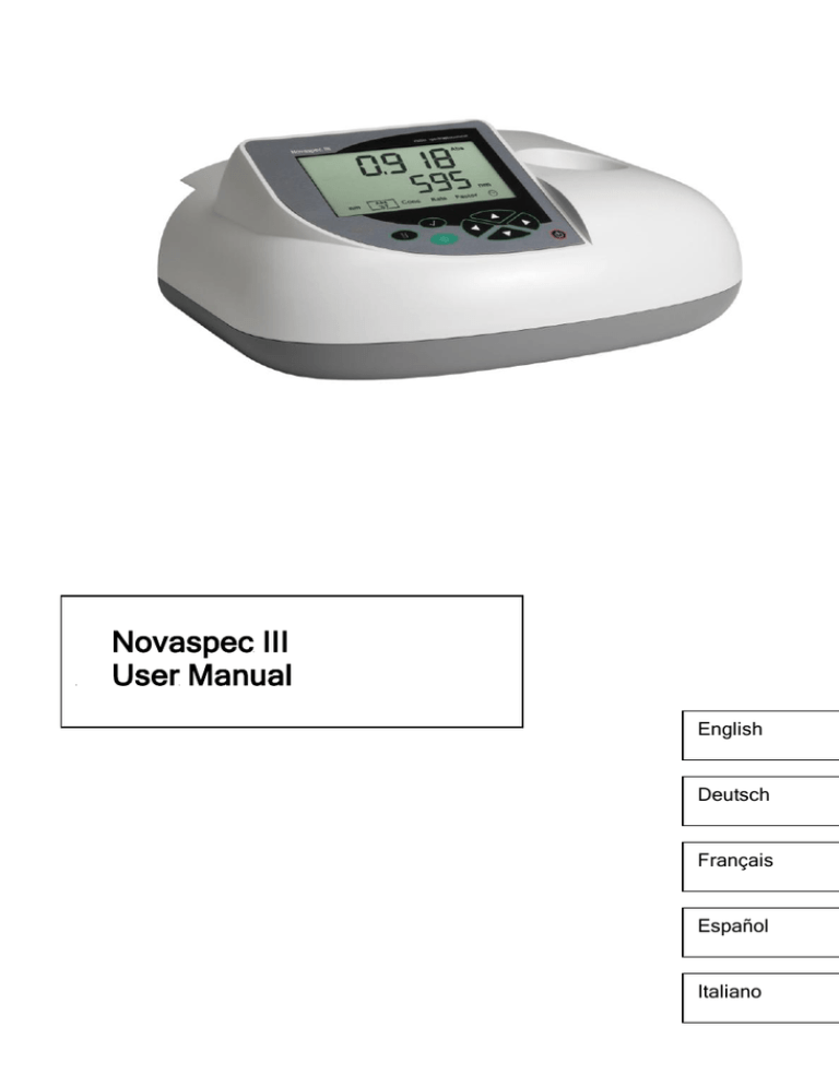 Novaspec Iii User Manual Ge Healthcare Life Sciences Manualzz