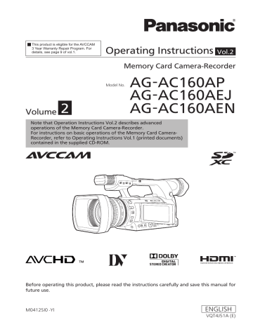 Panasonic AG-AC160AP Operating instructions | Manualzz