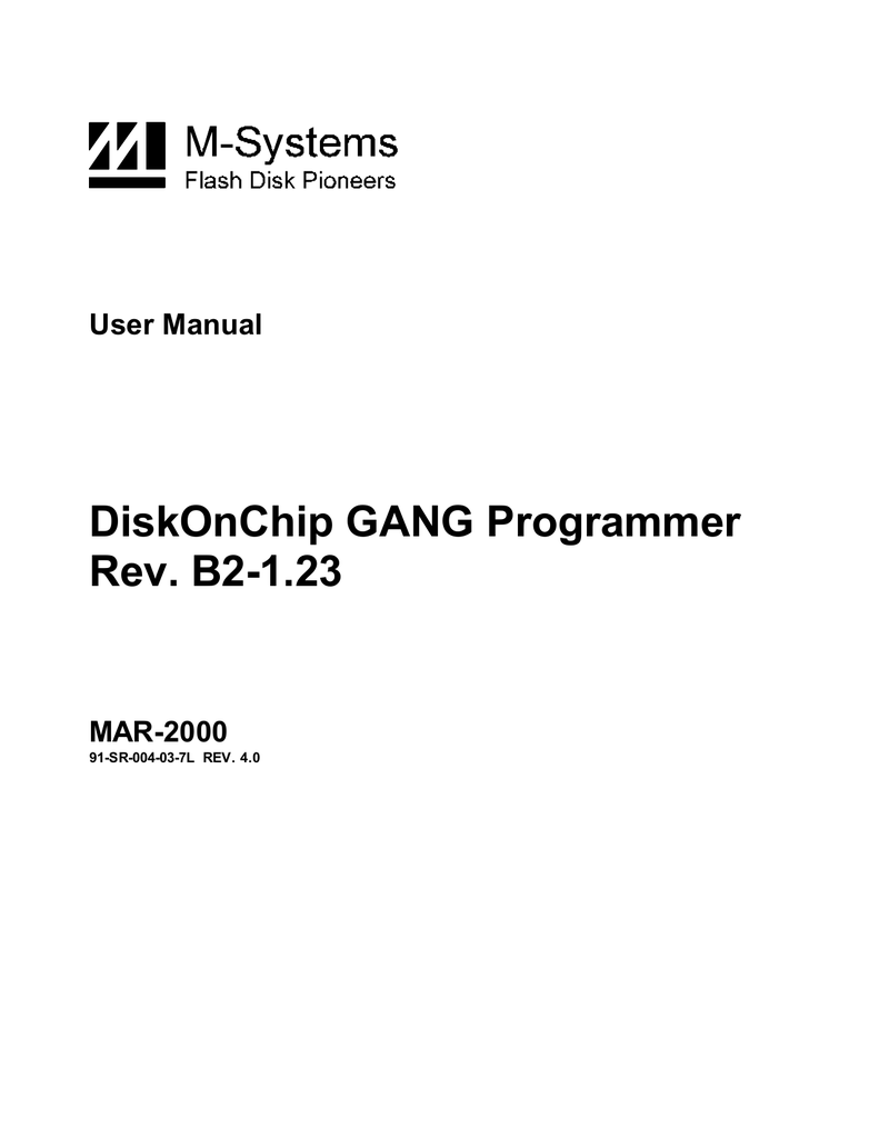 3 DiskOnChip GANG Programmer | Manualzz
