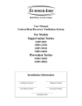 Summeraire Heat Recovery Ventilator User Manual