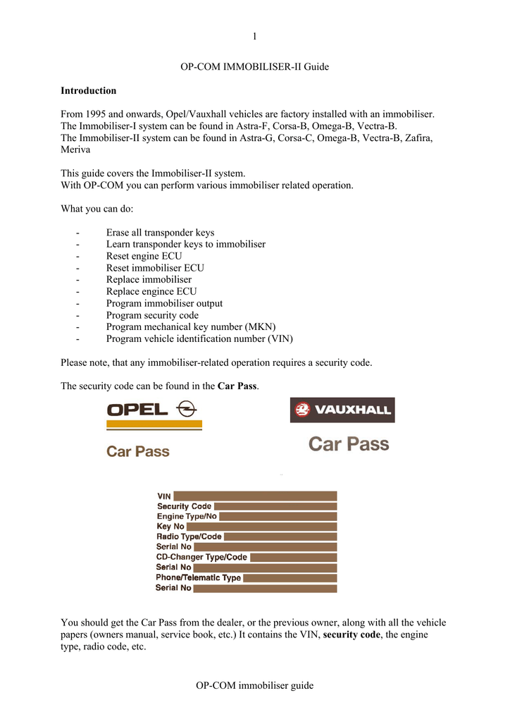 Opcom remote key programming remote