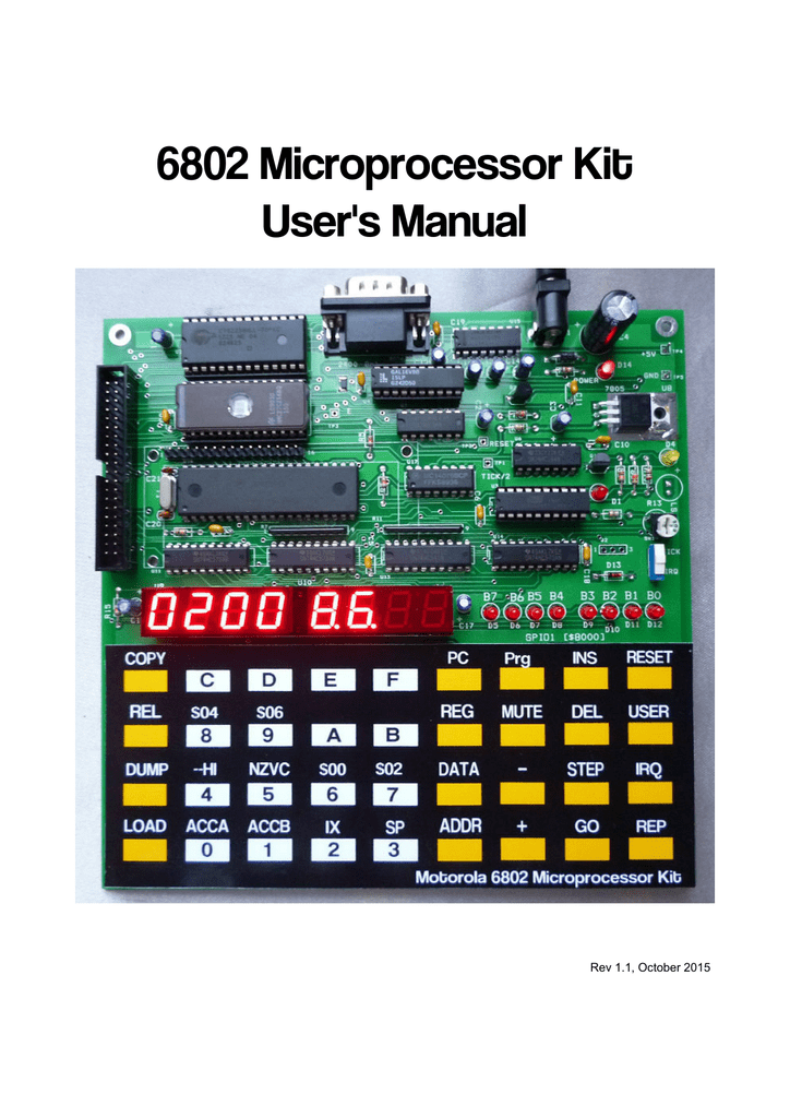 6802 Kit User`s Manual Build Your Own Microcontroller Projects Manualzz