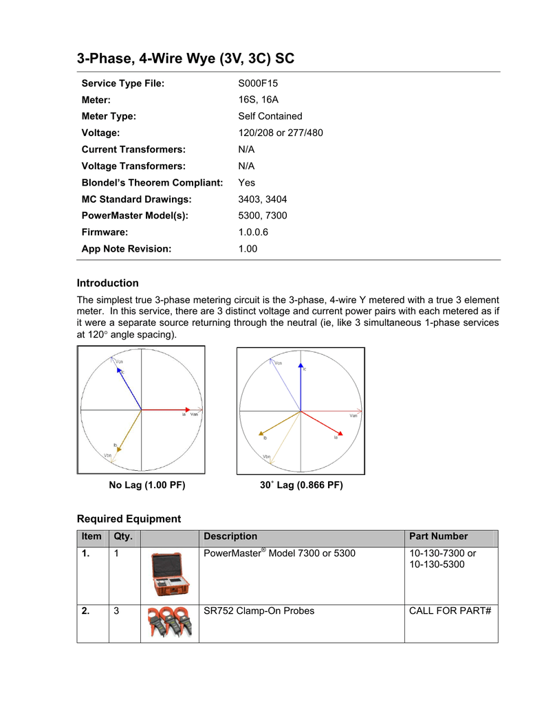 3 Phase 4 Wire Wye 3v 3c Sc Manualzz