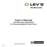 Counterweighted Chain Drive Elevator Lev II User Manual