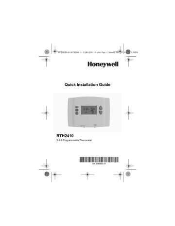 Honeywell RTH2410 Quick Installation Guide | Manualzz