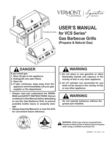 Vermont Castings VCS423 Gas Grill Manual | Manualzz