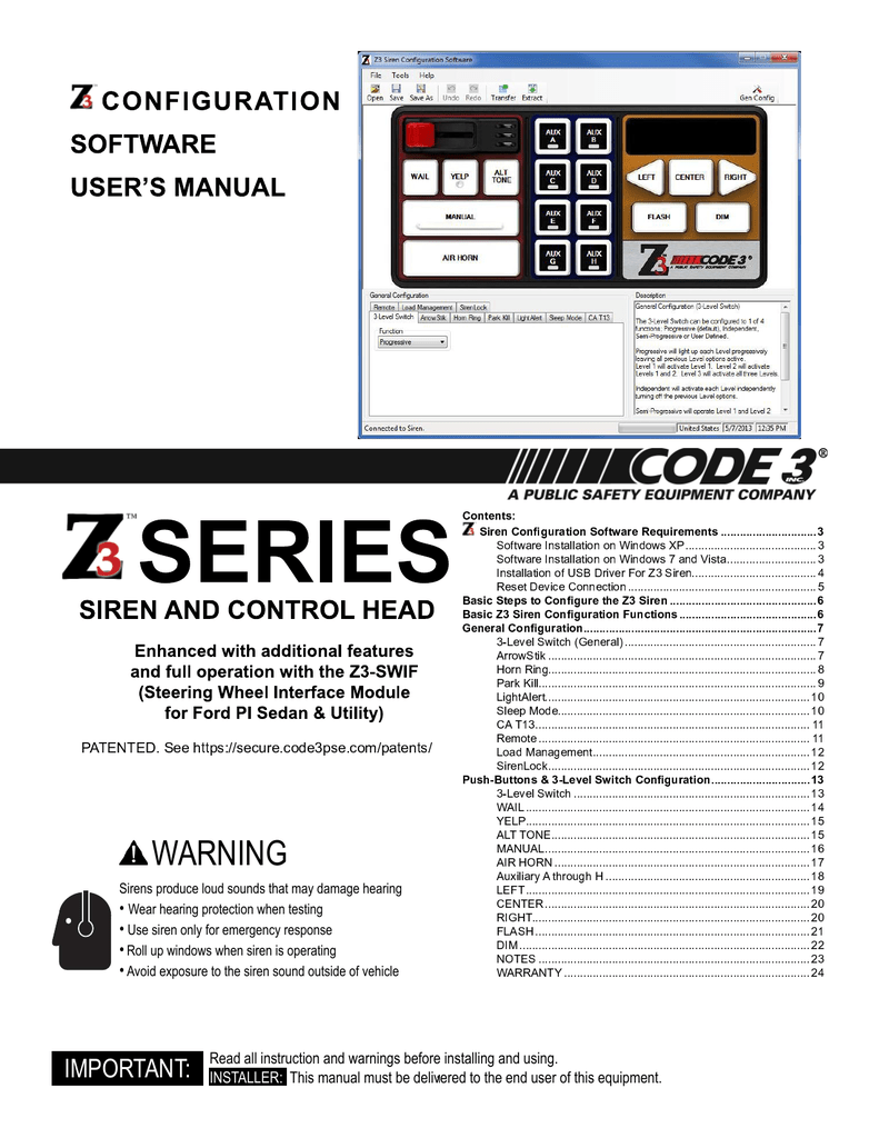 Z3 Siren Software User Manual