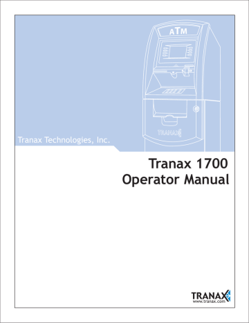 Tranax 1700 Operator Manual | Manualzz