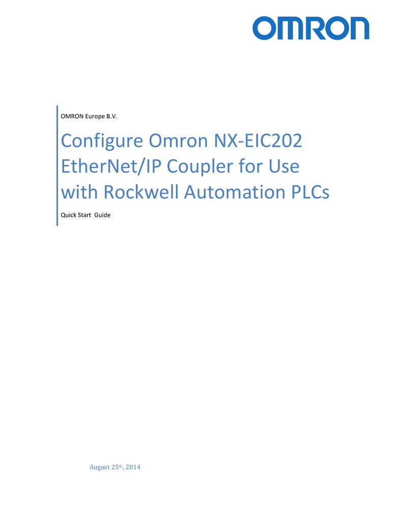 Configure Omron NX-EIC202 EtherNet/IP Coupler | Manualzz