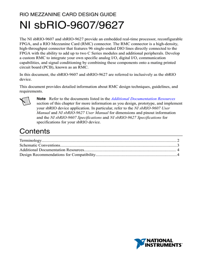 NI sbRIO-9607/9627 RMC Design Guide | Manualzz