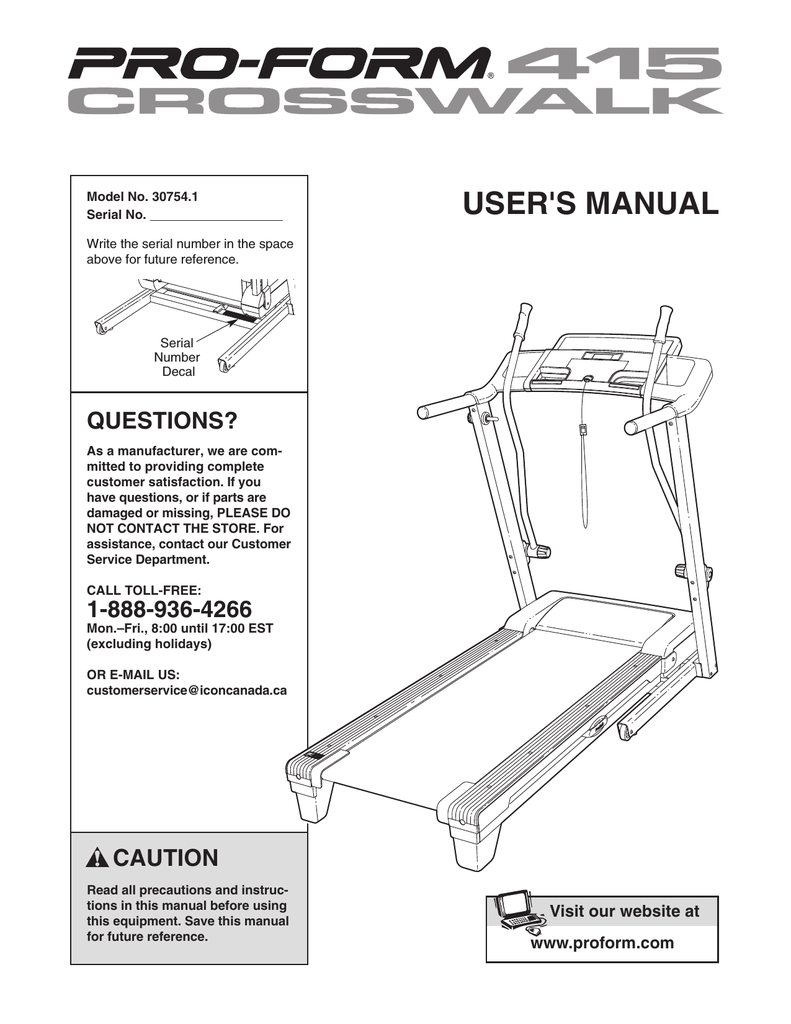 Pro Form CROSSWALK FIT 415 User manual Manualzz