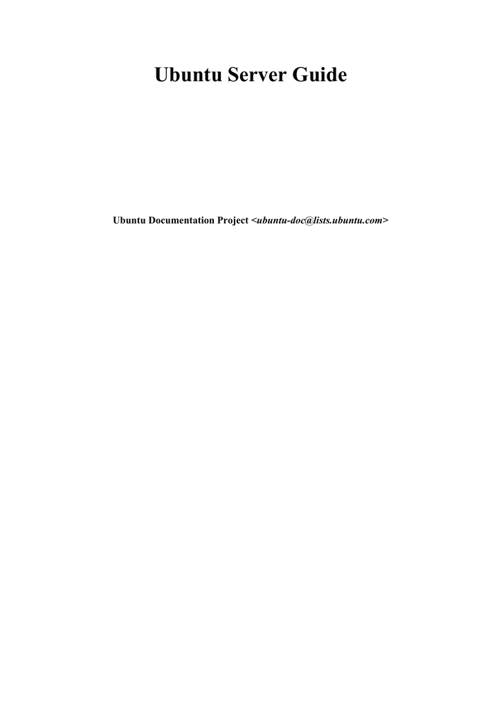 Ubuntu Server Guide Manualzz