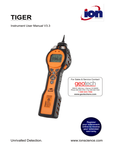 Ion Science PhoCheck Tiger Instrument User Manual | Manualzz