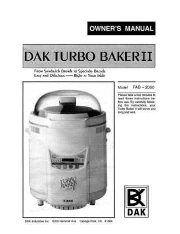 DAK Turbo Baker II FAB-200 | Manualzz