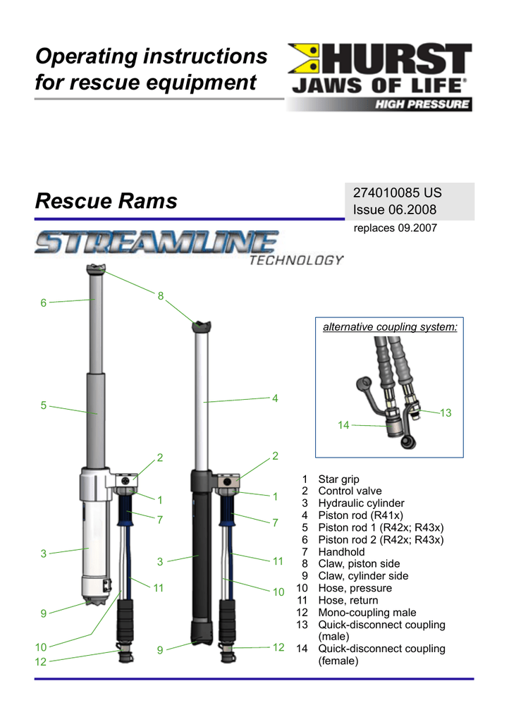 Hurst JAWS OF LIFE Rescue Hydraulic Ram Model 20 