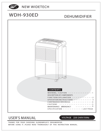 Wdh-930ed New Widetech | Manualzz