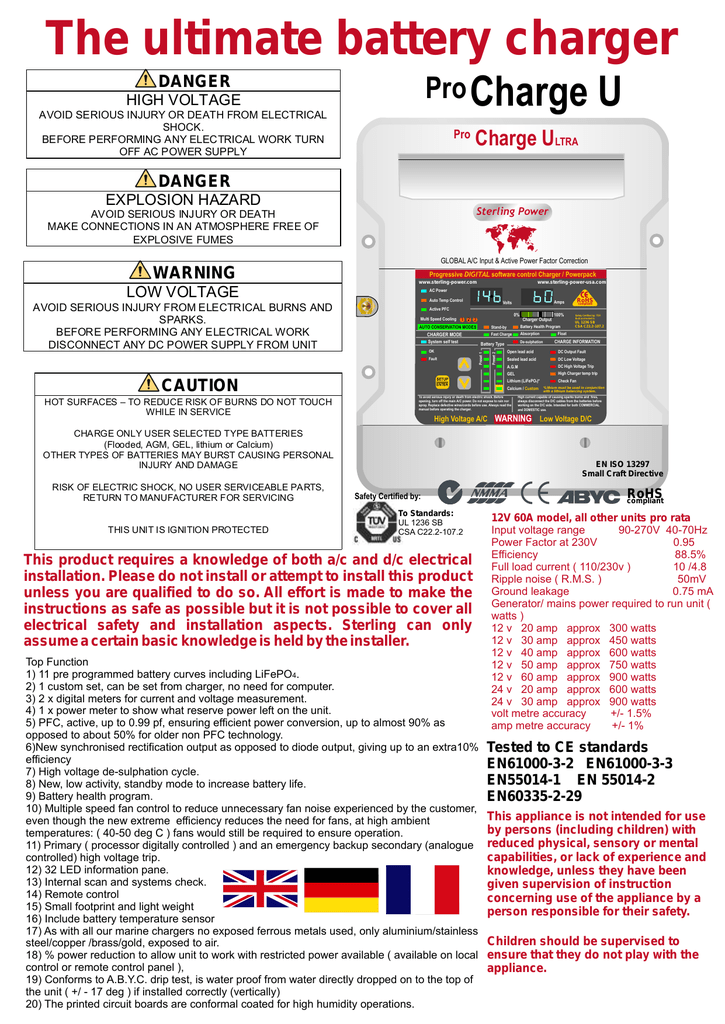 Sterling Power ProCharge Ultra battery charger user manual Manualzz