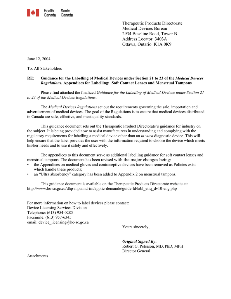 Guidance for the Labelling of Medical Devices under Section 21 to