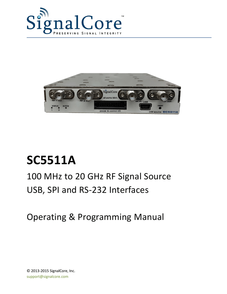 SIGNALCORE SC5511A Manualzz