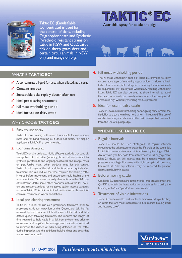 Taktic EC Virbac Animal Health Manualzz