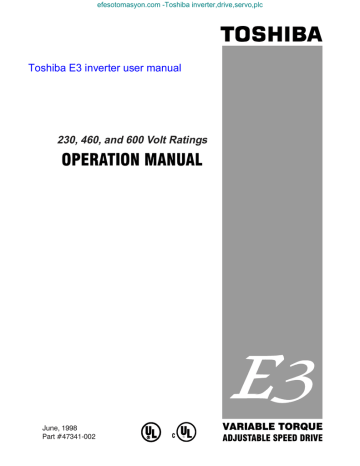 230 460 And 600 Volt Ratings Toshiba E3 Inverter User Manual Manualzz