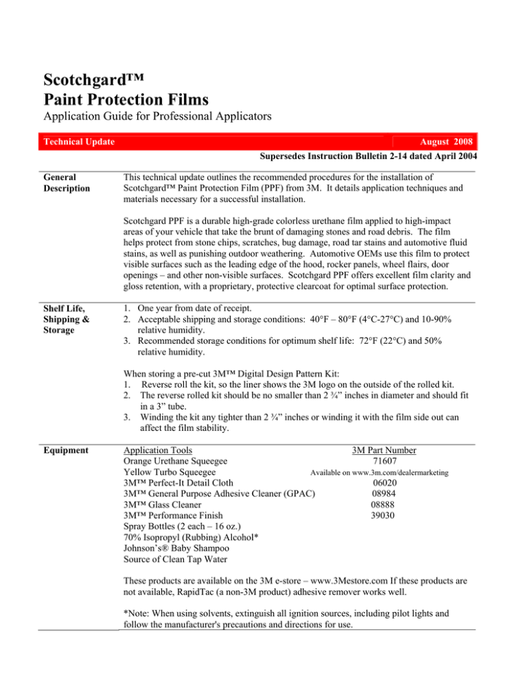 3m Scotchgard Paint Protection Film User Guide Manualzz
