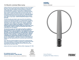 TERK Technologies HDRO Outdoor HD Radio Antenna Owner's Manual