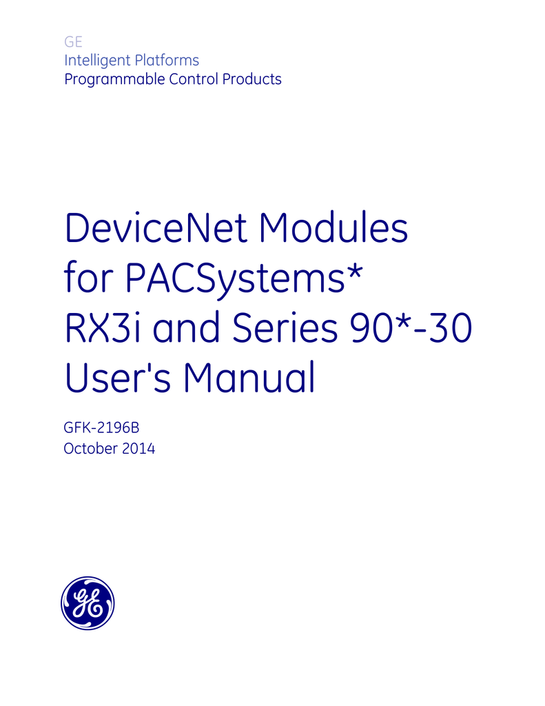 GE DeviceNet Module | Manualzz