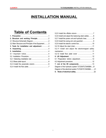 INSTALLATION MANUAL Table of Contents | Manualzz