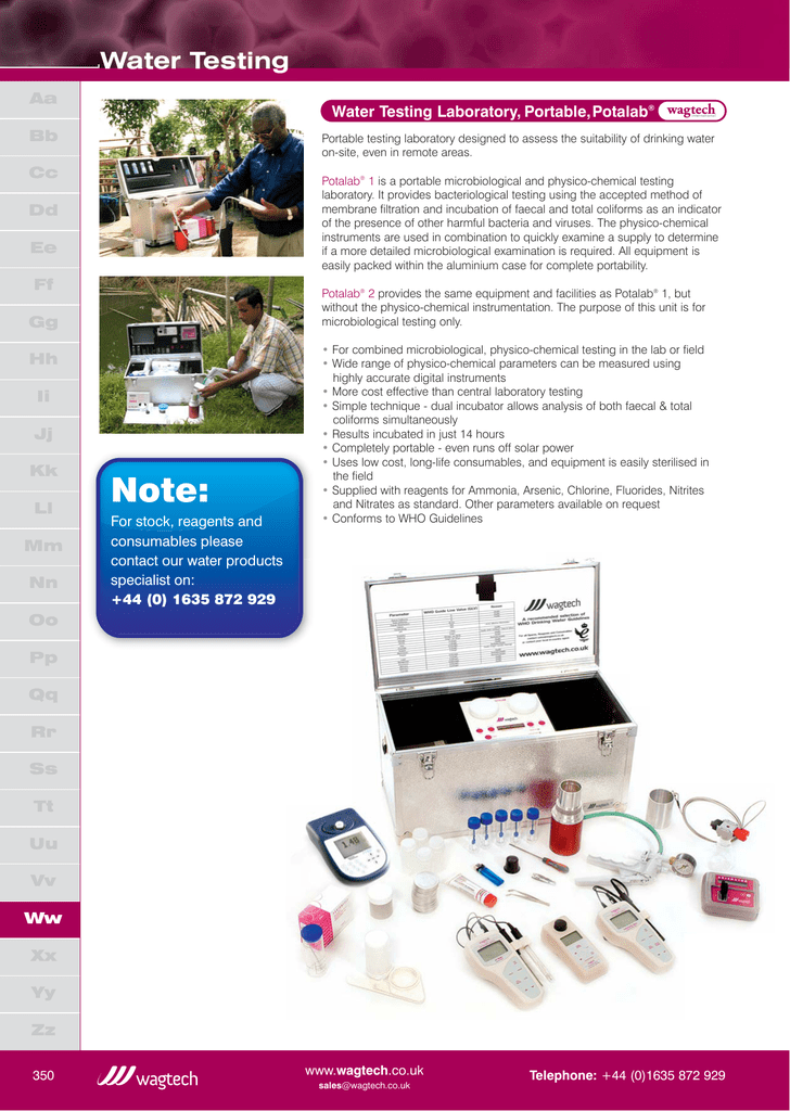 Water Testing Wagtech International Manualzz