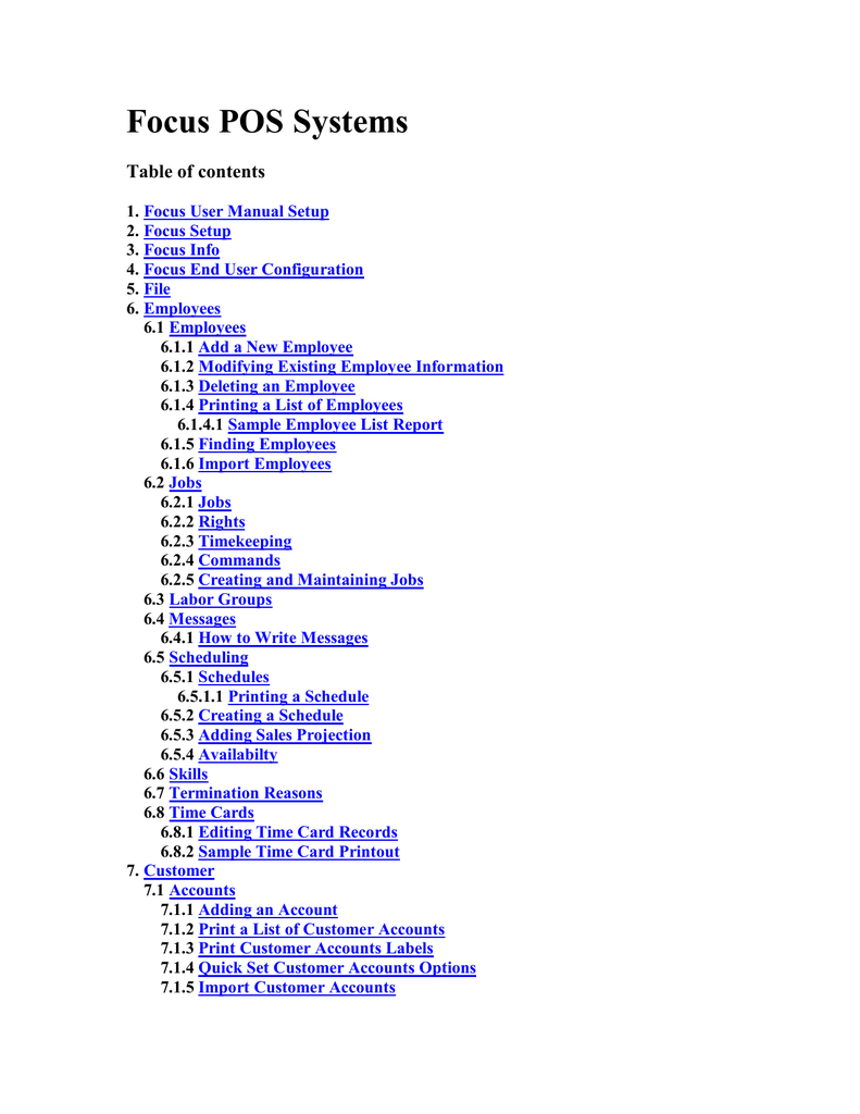 Focus Pos Systems C Manualzz