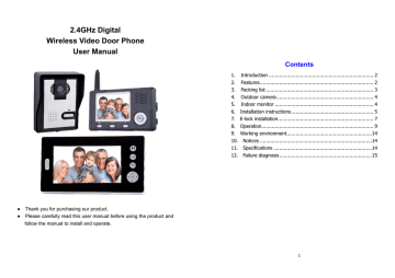 2.4GHz Digital Wireless Video Door Phone User Manual | Manualzz