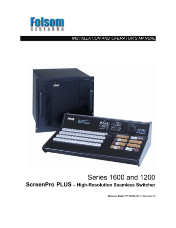 Barco ScreenPro PLUS 1600 Installation And Operator's Manual | Manualzz