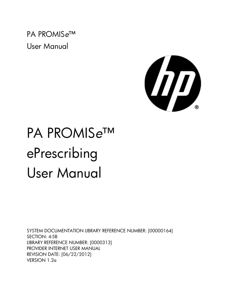 PA PROMISe™ ePrescribing User Manual Manualzz
