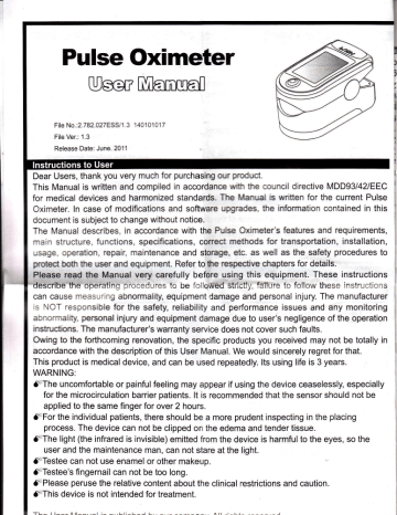 Pulse Oximeter | Manualzz