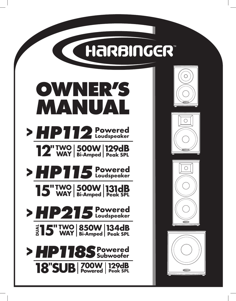 harbinger 18 powered subwoofer manual