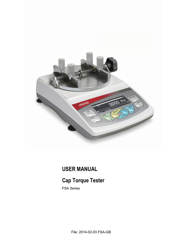 USER MANUAL Cap Torque Tester Manualzz
