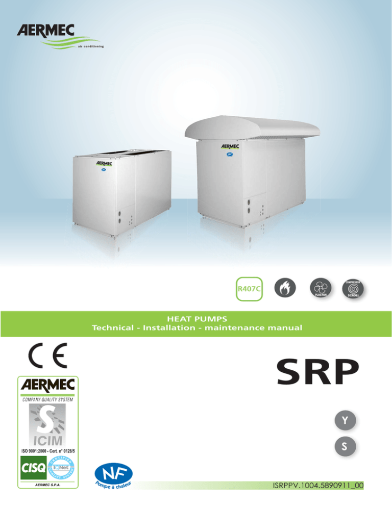 Air Water High Temperature Heat Pump Aermec Srp Installation Manualzz