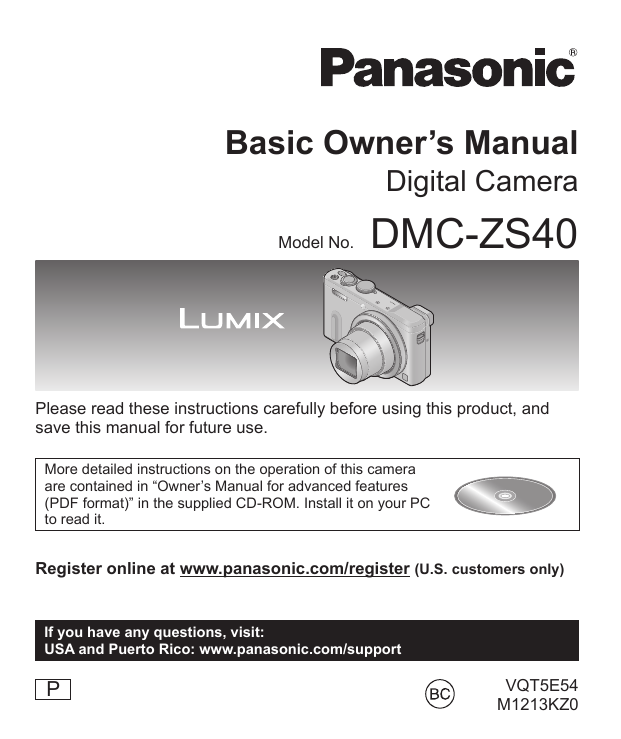 Panasonic ZS40 User Manual Manualzz
