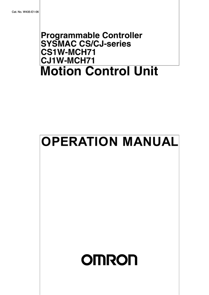 Operation Manual Motion Control Unit Manualzz