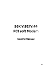 56K V.92/V.44 PCI soft Modem User's Manual