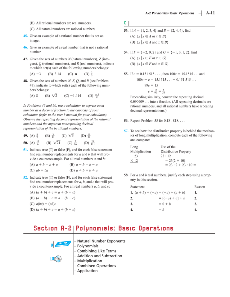 Section A-2 Polynomials: Basic Operations | Manualzz