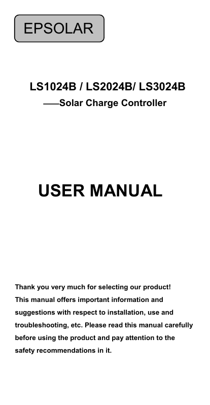 Epsolar Ls3024b User Manual Manualzz