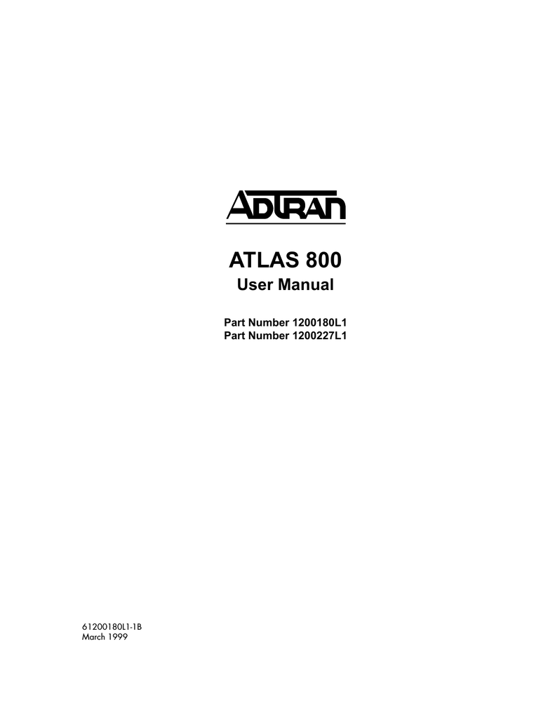 ADTRAN Atlas 800 User manual Manualzz