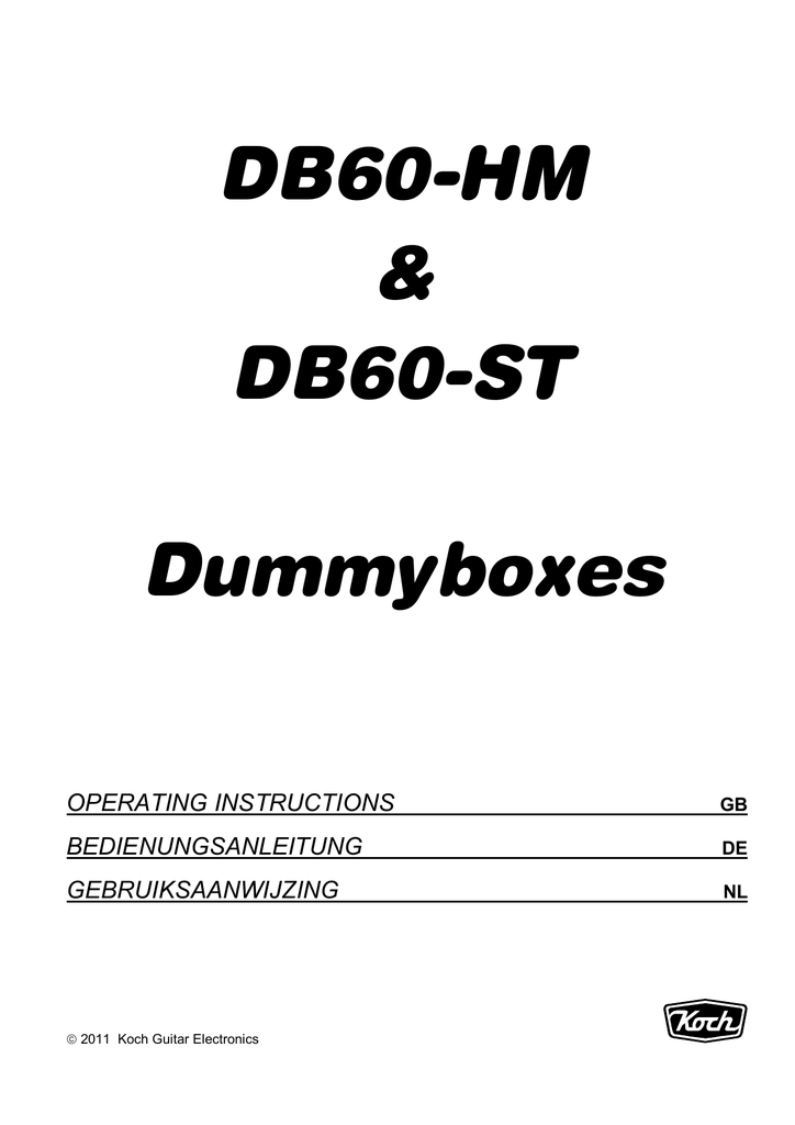 DB60-HM & DB60-ST Dummyboxes OPERATING | Manualzz