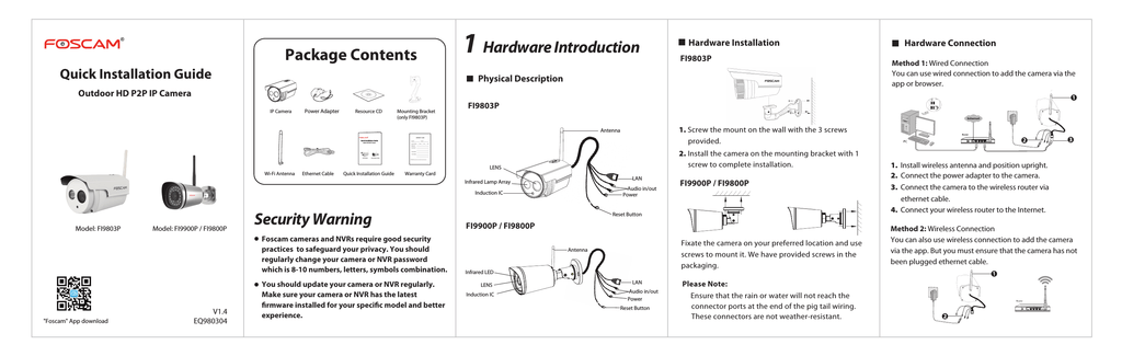 Foscam Quick Installation Guide Fi9803p Fi9900p Manualzz