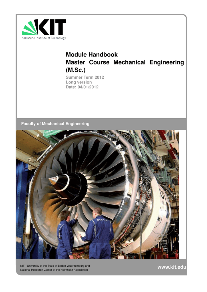 Module Handbook Master Course Mechanical Engineering Msc - 