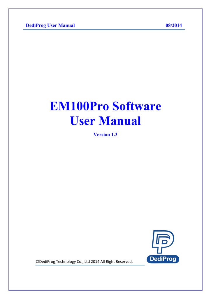 EM100Pro Software User Manual | Manualzz