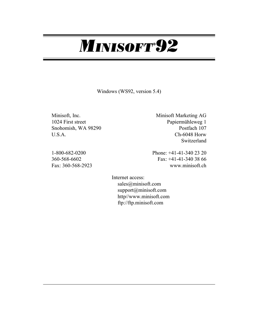 Minisoft 92 Manualzz